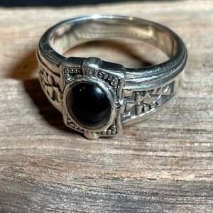 Clocks And Colours Mens Sterling Silver and Onyx Ring size 13